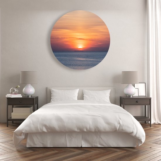 Artaza Forex Cercle mural Coucher de soleil dans la mer du Nord - 90x90 cm - Groot - Cercle mural - Peinture ronde - Cercle de Décoration murale