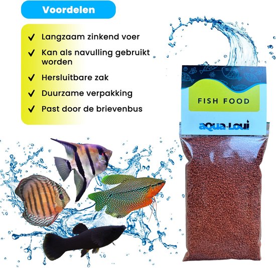 Aqua-Loui® - Visvoer - Tropisch Vissenvoer – Granulaat (Granules) – Langzaam Zinkend – Visvoer - Aquarium - Geschikt Voor Middelgrote Vissen - 250ml - Aqua-Loui