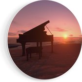 Artaza Forex Muurcirkel Piano op het Strand bij Zonsondergang - 50x50 cm - Klein - Wandcirkel - Rond Schilderij - Muurdecoratie Cirkel