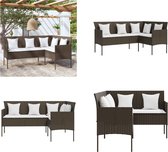 vidaXL Canapé de salon avec coussins en forme de L Poly rotin Marron - Canapé de salon - Canapés lounge - Canapé d'extérieur - Canapé de jardin