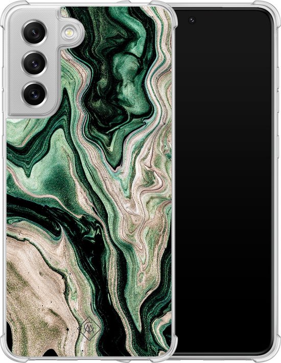 Coque antichoc Samsung Galaxy S21 FE - Marbre vert / Marbre - Vert - Coque rigide TPU Zwart - Marbre - Casimoda
