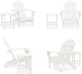 vidaXL Chaise de jardin Adirondack avec table Bois d'épicéa massif Blanc - Chaise Adirondack - Chaises Adirondack - Chaise de jardin - Chaises de jardin