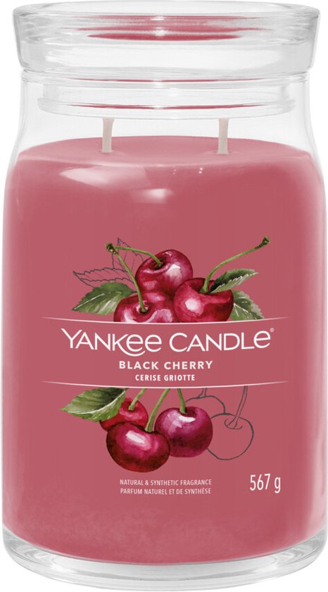 Yankee Candle - Black Cherry Large Jar Geurkaars - 90 branduren - twee lonten