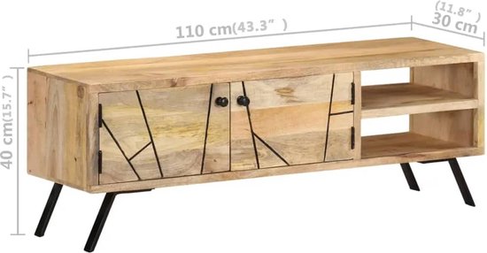 vidaXL Meuble TV 110x30x40 cm Bois de manguier massif - Meuble TV - Meubles TV - Meuble TV - Meuble TV