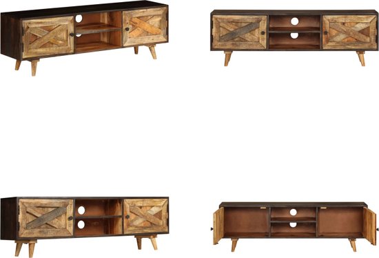 vidaXL Tv-meubel 100x33x46 cm massief mangohout, tv kast, wandkast, tv dressoir, opbergkast, tv kastje, tv wandmeubel, wandmeubel, dressoir