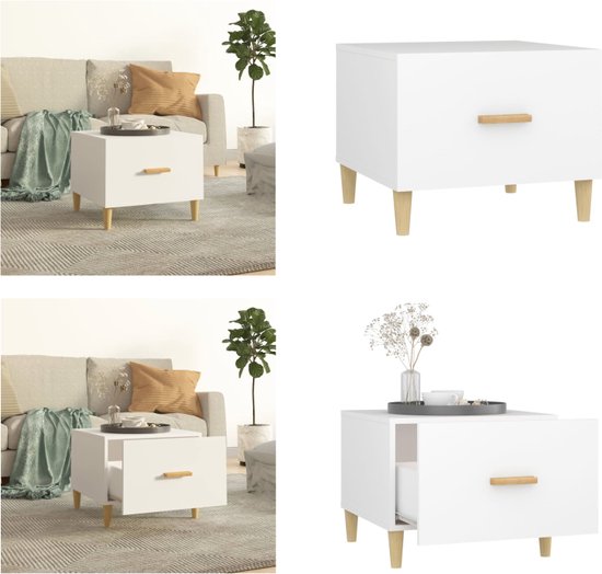 Salontafel 50x50x40 cm bewerkt hout hoogglans wit kopen Salontafel 50x50x40 cm bewerkt hout hoogglans wit kopen