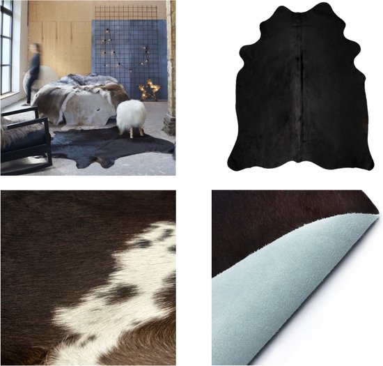 vidaXL Vloerkleed 150x170 cm echte runderhuid zwart - Vloerkleed - Vloerkleden - Karpet - Karpetten