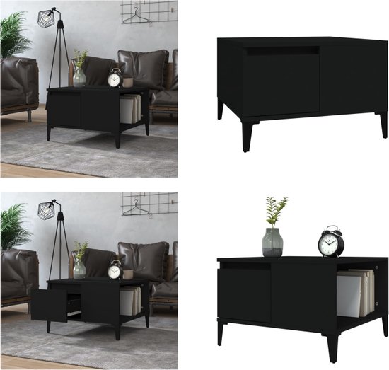 vidaXL Salontafel 55x55x36,5 cm bewerkt hout gerookt eikenkleurig, tafel, bijzet tafel, salon tafel, bijzettafel, koffietafel, koffie tafel