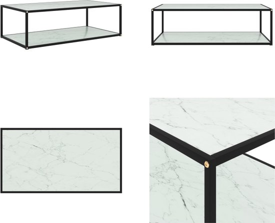 vidaXL Salontafel 120x60x35 cm gehard glas wit - Banktafel - Banktafels - Bijzettafel - Bijzettafels