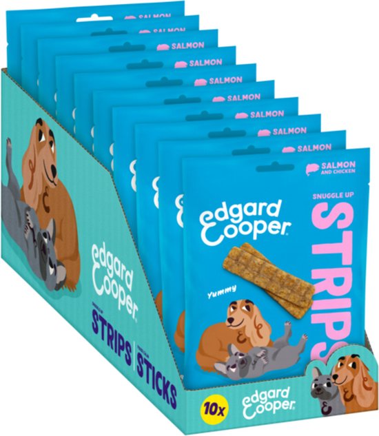 10x Edgard & Cooper Adult Strips Zalm & Kip 75 gr