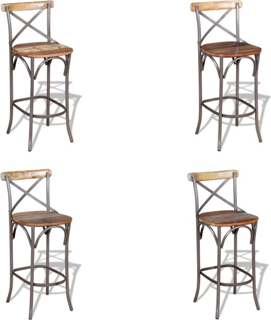 vidaXL Barkruk - Hout en Kunstleer - Crème Barstoel - Kruk - Bruine Barstoel - Beige