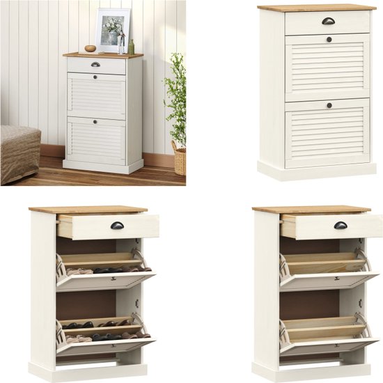 Schoenenkast MOLDE 59,5x35x103 cm massief grenenhout grijs kopen