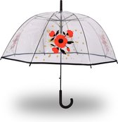 Elegante Transparante Windproof Koepelparaplu met Haak - 86 cm Diameter | Stevig en Sterk Paraplu met Bloemendesign | Perfect Valentijnscadeau voor Haar!
