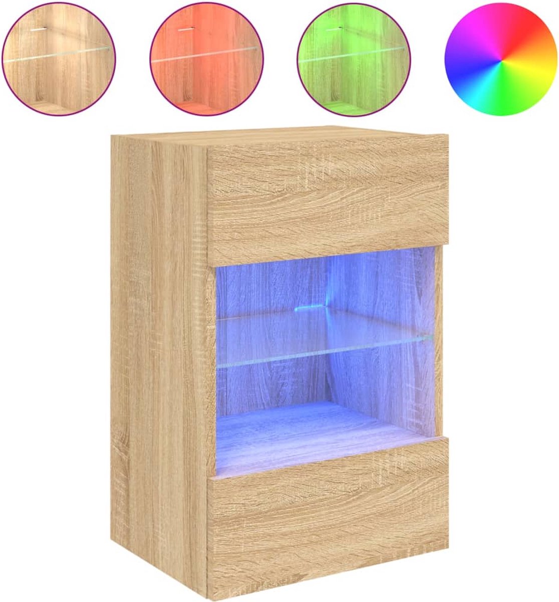 vidaXL - Tv-wandmeubel - met - LED-verlichting - 40x30x60,5 - cm - sonoma - eiken