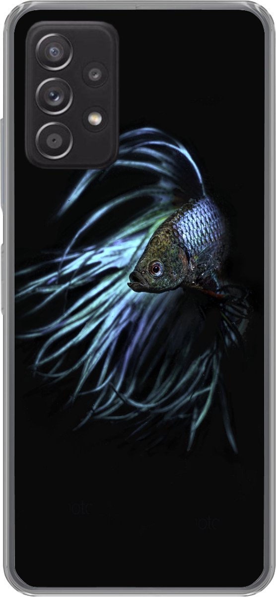 Telefoonhoesje Geschikt voor Samsung galaxy a73 hoesje - Vis - Zeedieren - Blauw - Zwart - Siliconen Telefoonhoesje Telefoonhoesje