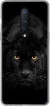 Geschikt voor OnePlus 8 hoesje - Luipaard - Ogen - Zwart - Siliconen Telefoonhoesje