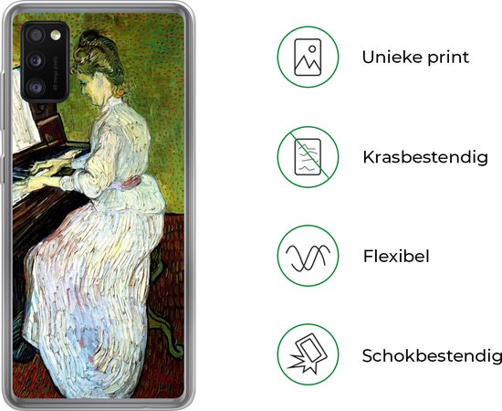 Telefoonhoesje Geschikt voor Samsung Galaxy A41 hoesje - Marguerite Gachet op de piano - Vincent van Gogh - Siliconen Telefoonhoesje Telefoonhoesje