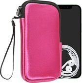 kwmobile telefoontasje universeel geschikt voor XXL - 7" smartphones - 17,7 x 8,5 cm - Hoesje met rits en polslusje -In metallic roze -