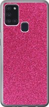 Geschikt voor Samsung Galaxy A21s hoesje - Roze - Abstract - Design - Siliconen Telefoonhoesje