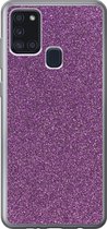 Geschikt voor Samsung Galaxy A21s hoesje - Glitter - Roze - Design - Abstract - Siliconen Telefoonhoesje