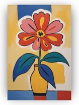 Bloemen Henri Matisse stijl - Matisse muurdecoratie - Canvas schilderijen vaas met bloemen - Wanddecoratie landelijk - Schilderij op canvas - Kantoor decoratie - 50 x 70 cm 18mm