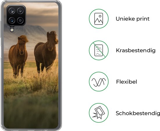 Coque Samsung Galaxy A12 - Paarden - Ciel - Herbe - Siliconen