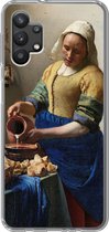 Telefoonhoesje Geschikt voor Samsung Galaxy A32 5G hoesje - Het melkmeisje - Schilderij van Johannes Vermeer - Siliconen Telefoonhoesje