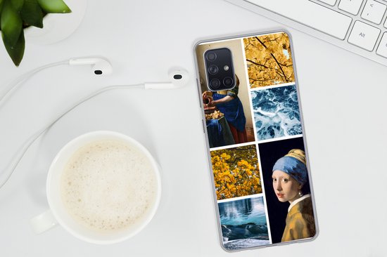 Geschikt voor Samsung Galaxy A71 hoesje - Melkmeisje - Meisje met de Parel - Collage - Siliconen Telefoonhoesje - SleevesAndCases