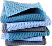 Premium microvezel keukendoek - 6-pack - lichtblauw, grijs, groenblauw - 30 x 30 cm