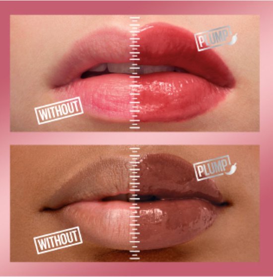 Maybelline - Lifter Plump - Lip Plumping lipgloss - langdurig vollere lippen - verwarmende sensatie met 5% Maxi-Lip™ en chilipeper - Blush Blaze - 5,4 ml - Maybelline