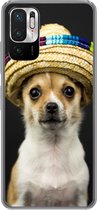Geschikt voor Xiaomi Redmi Note 10 5G hoesje - Hond - Sombrero - Zwart - Siliconen Telefoonhoesje
