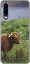 Convient pour la coque Huawei P30 - Highlander écossais - Herbe - Water - Animaux - Coque de téléphone en Siliconen