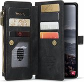 CaseMe C30 Hoesje Geschikt voor Samsung Galaxy S24 Plus | Wallet Zipper Book Case met Pasjeshouder | Beschermhoes met Portemonnee | Zwart