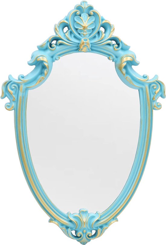 41,9 x 27,9 cm Vintage spiegel antieke spiegel decoratieve muur spiegel schild vorm blauw 41,9 x 27,9 cm Vintage spiegel antieke spiegel decoratieve muur spiegel schild vorm blauw