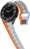 Siliconen bandje - geschikt voor Samsung Galaxy Watch 4 / Watch 4 Classic / Watch 5 / Watch 5 Pro / Watch 6 / Watch 6 Classic - grijs-oranje