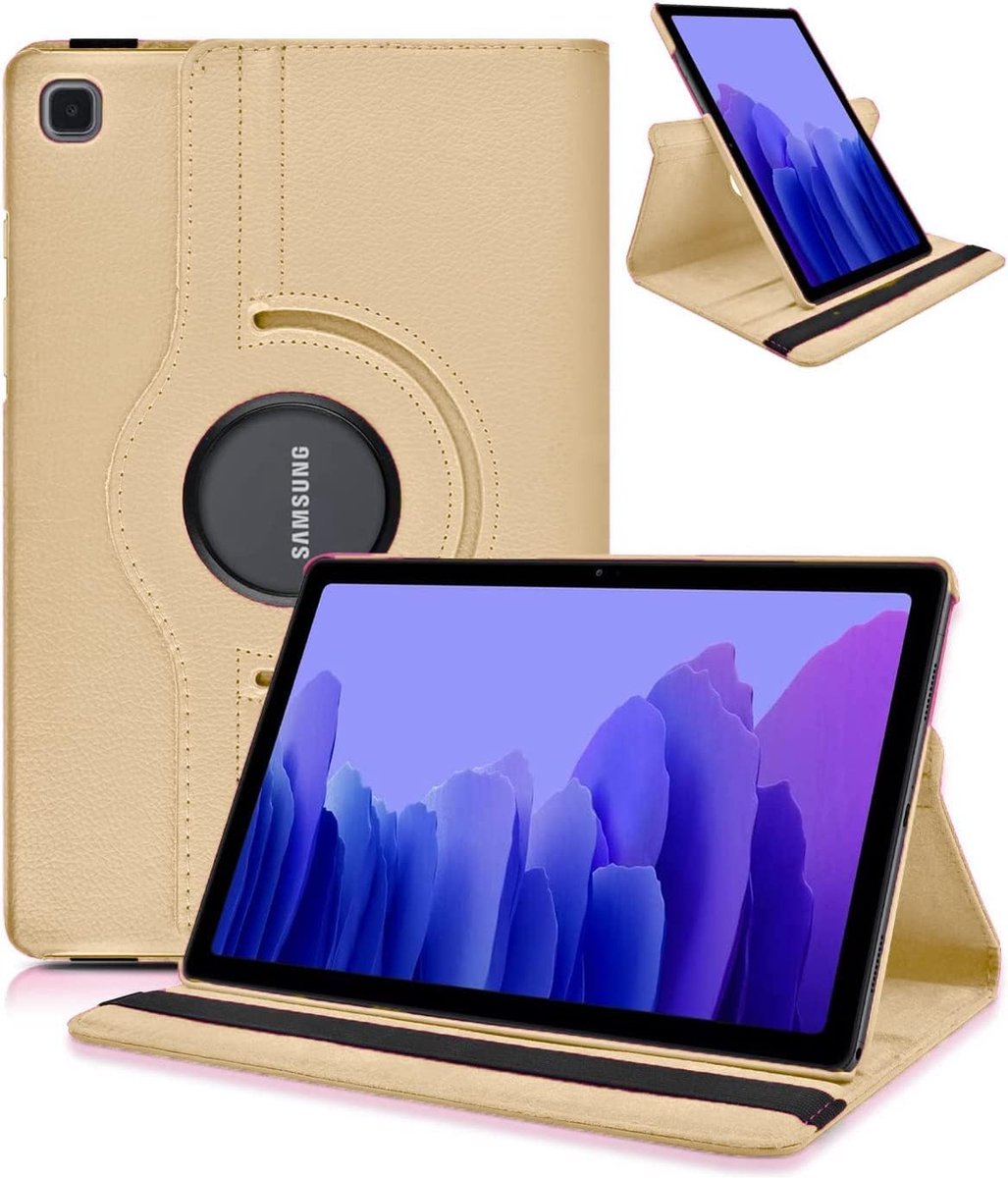 Tablethoes Geschikt voor: Samsung Galaxy Tab A7 10.4 (2020) SM- T500 / T505 / T507 Draaibaar Hoesje - Rotation Tabletcase - Multi stand Case - Goud