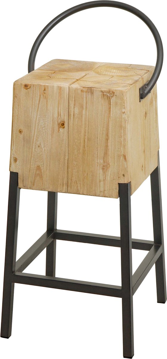 MCW Barkruk MCW-L76, barkruk tegenkruk, industrieel metaal massief hout MVG-gecertificeerd, naturel Veelkleurig