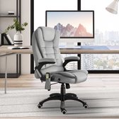 Massagestoel, bureaustoel, gaming-stoel, hoogteman-verstelbare uitvoerende stoel, ergonomische zwenkstoel, PU-wielen, grijs, 67 x 107-116 cm