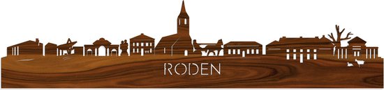 Skyline Roden Palissander hout - 80 cm - Woondecoratie - Wanddecoratie - Meer steden beschikbaar - Woonkamer idee - City Art - Steden kunst - Cadeau voor hem - Cadeau voor haar - Jubileum - Trouwerij - WoodWideCities