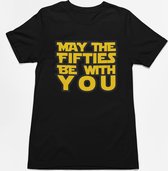 50 jaar verjaardag - T-shirt May the 50ties be with you - T-shirt zwart - Maat M