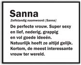 Sanna Woordenboek Fotolijst met glas 50 x 70 cm - Prachtige kwaliteit - jarig - verjaardag - kado - Canvas - incl ophangsysteem - Poster - Grappig - cadeau