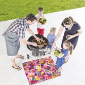 Tapis de sol BBQ Premium (80x95cm) Design Flower Mix - Protection du sol - Résistant à la chaleur - Antidérapant - Protège vos sols extérieurs de la saleté et des inévitables taches de graisse - Durable et de haute qualité !