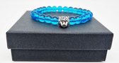 Handgemaakte Natuursteen Armbanden "Blauwe kwarts" 8 mm - Met vorm Tijger - Een bijzonder cadeau voor vrienden en familie