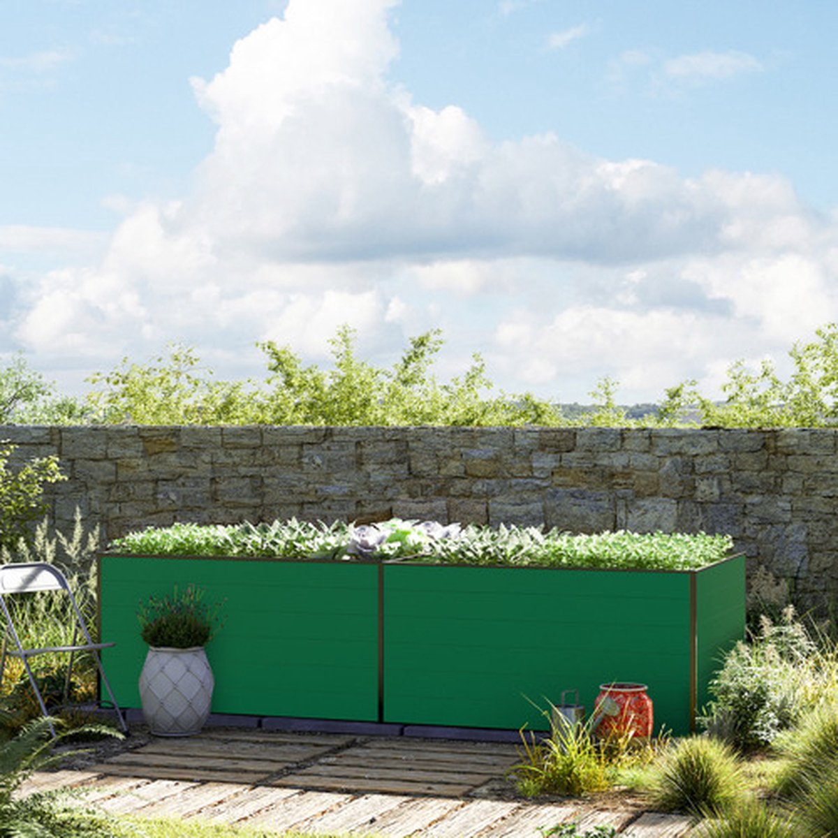 297 x 150 x 77 cm Moestuinbak Kingsize Daniela, Groen