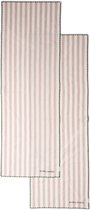 Riviera Maison Tafellopers Textiel wit met roze verticale streep en groen borduursel - Capri gekleurde tafelloper met print