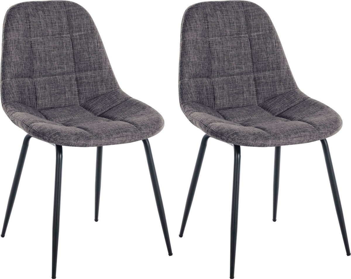 CLP Tom Set van 2 Eetkamerstoelen - Zonder armleuning - Fauteuil - licht grijs Stof