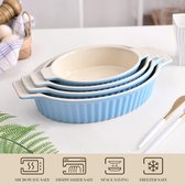 Bake.Bake-serie, 4-delige set porselein bakken Pan Cake Pan Brood Bakken Pan Plate Soep Plate Dinner Service Bakken Bowls Oven Pan Blauw