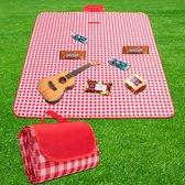 Picknickdeken, 200 x 200 cm, stranddeken, waterdicht, zanddicht, picknickmat, campingdeken, warmte-isolerend, met draaggreep, voor picknick, strand, park, wandelingen, rood