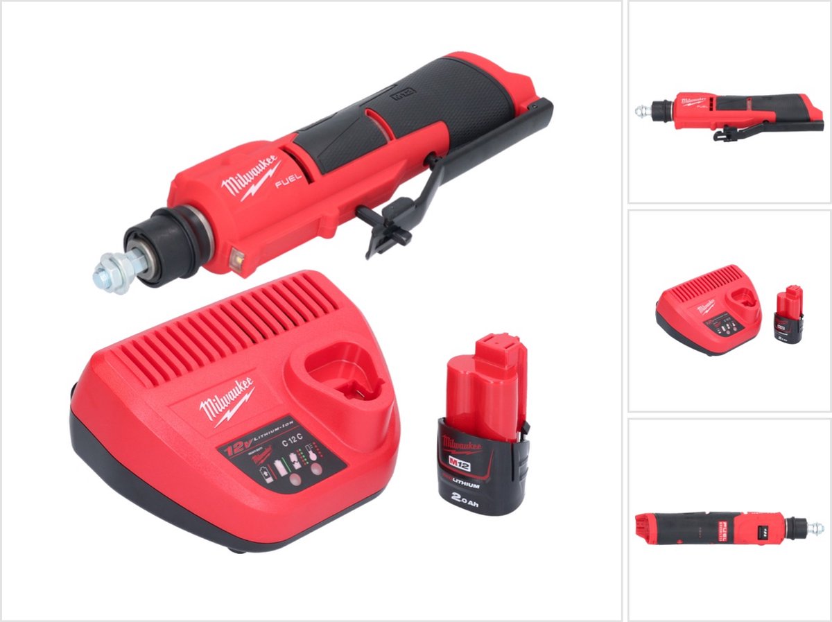 Milwaukee M12 FTB-201 accu-bandenruwer 12 V 7/16" Hex Brushless + 1x accu 2,0 Ah + oplader