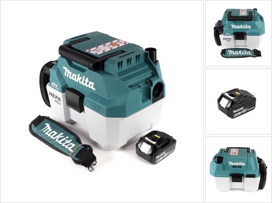 Makita DVC 750 LG1X3 accu stofzuiger nat- en droogzuiger 18 V draagbaar + 1x 6,0 Ah accu - zonder accessoires, zonder oplader
